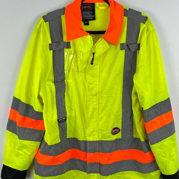 Pioneer Hi-Viz Traffic Control Safety Jacket Size M Yellow Stat Tech Reflective - Picture 1 of 9